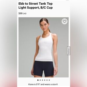 Ebb to Street Lululemon Tank Top - light support B/C Cup